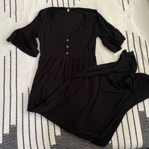 Beeson River Wood Button Maxi Dress Bell Sleeve Maternity